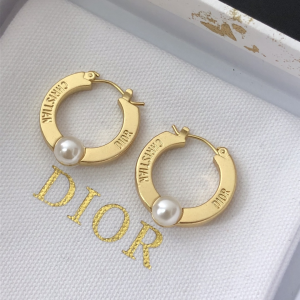 Dior CD Navy Earrings White Pearls Gold 