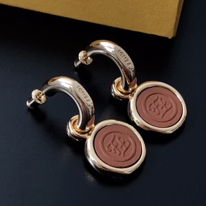 Fendi FF Karligraphy Signet Drop Earrings Gold 