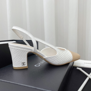Chanel CC Slingback Pumps White 65MM 