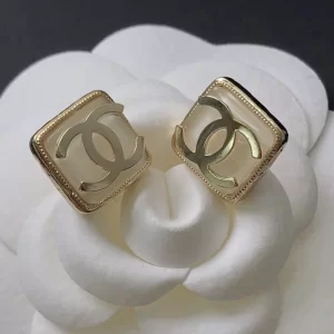 Chanel Gold CC Square Earrings 