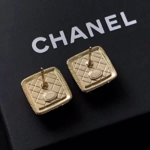 Replica Womens Jewelry Chanel Gold CC Square Earrings A39PP120 AA180142