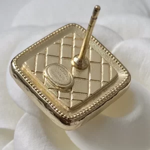 Replica Womens Jewelry Chanel Gold CC Square Earrings A39PP120 AA180142