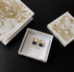 Replica Womens Jewelry Dior Petit CD Black Pearl Earrings A39PP120 AA180140