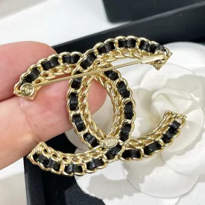 Replica Womens Jewelry Chanel VIP Chain Leather CC Brooch A62PP170 AA180242