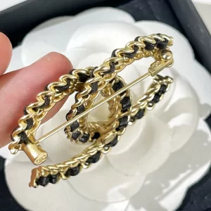 Replica Womens Jewelry Chanel VIP Chain Leather CC Brooch A62PP170 AA180242