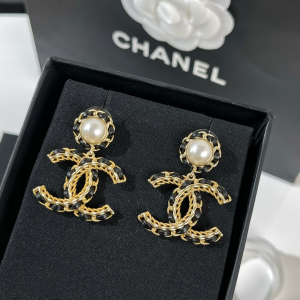 Replica Womens Jewelry Chanel VIP Chain Leather CC Earrings A62PP170 AA180241