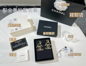 Replica Womens Jewelry Chanel VIP Chain Leather CC Earrings A62PP170 AA180244