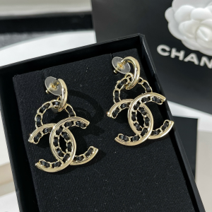 Replica Womens Jewelry Chanel VIP Chain Leather CC Earrings A62PP170 AA180244