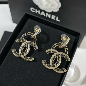 Replica Womens Jewelry Chanel VIP Chain Leather CC Earrings A62PP170 AA180244