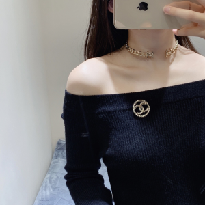 Replica Womens Jewelry Chanel CC Logo Open Cut Choker Gold A205PP280 AA180603