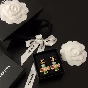 Replica Womens Jewelry Chanel Gold CC Cross Earrings A39PP130 AA180532