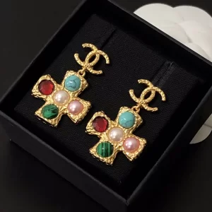 Replica Womens Jewelry Chanel Gold CC Cross Earrings A39PP130 AA180532