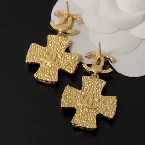 Replica Womens Jewelry Chanel Gold CC Cross Earrings A39PP130 AA180532