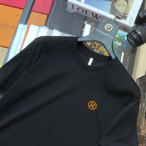 Replica Mens Clothing Hermes Black Cotton T Shirt M To XXXL A218PP180 AA180723