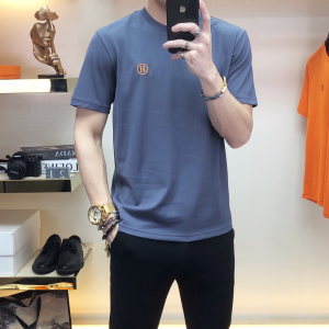 Replica Mens Clothing Hermes Navy Blue Cotton T Shirt M To XXXL A218PP180 AA180724