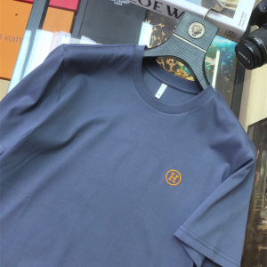 Replica Mens Clothing Hermes Navy Blue Cotton T Shirt M To XXXL A218PP180 AA180724