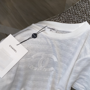 Replica Womens Clothing Chanel White CC Logo Cotton T Shirt SML A228PP280 AA180734