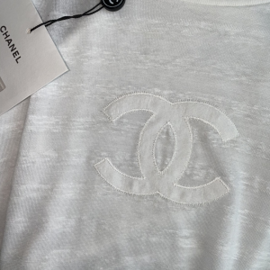 Replica Womens Clothing Chanel White CC Logo Cotton T Shirt SML A228PP280 AA180734