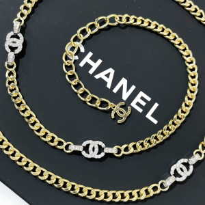 Replica Womens Belts Chanel Crystals CC Logo Chain Belt AB8570 A62PP280 AA180845