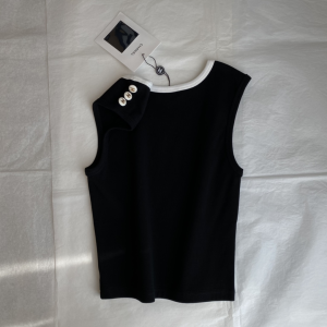 Replica Womens Clothing Chanel CC Logo Black Cotton Vest Tops SML A228PP280 AA181014