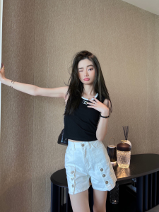 Replica Womens Clothing Chanel CC Logo Black Cotton Vest Tops SML A228PP280 AA181014