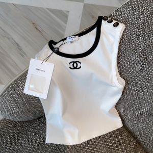 Replica Womens Clothing Chanel CC Logo White Cotton Vest Tops SML A228PP280 AA181013