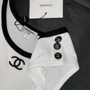Replica Womens Clothing Chanel CC Logo White Cotton Vest Tops SML A228PP280 AA181013