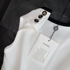 Replica Womens Clothing Chanel CC Logo White Cotton Vest Tops SML A228PP280 AA181013