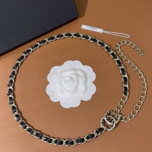 Chanel 2022 Leather and Chain Waist Belt Black 