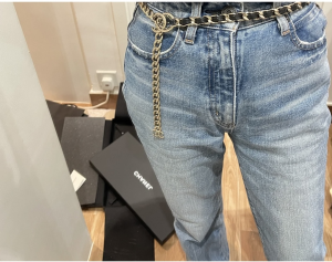 Replica Womens Belts Chanel 2022 Leather and Chain Waist Belt Black A205PP280 AA181125