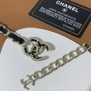Replica Womens Belts Chanel 2022 Leather and Chain Waist Belt Black A205PP280 AA181125