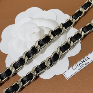 Replica Womens Belts Chanel 2022 Leather and Chain Waist Belt Black A205PP280 AA181125