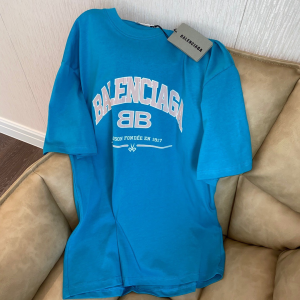 Balenciaga Blue Cotton T Shirt 