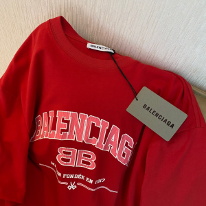 Replica Womens Clothing Balenciaga Red Cotton T Shirt SML A228PP280 AA181145