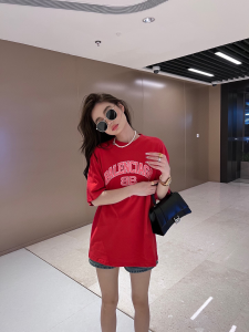Replica Womens Clothing Balenciaga Red Cotton T Shirt SML A228PP280 AA181145