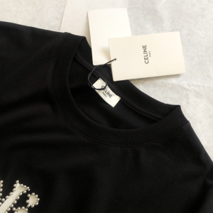 Replica Womens Clothing Celine Black Cotton T Shirt SML A228PP280 AA181141