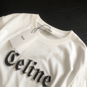 Replica Womens Clothing Celine White Cotton T Shirt SML A228PP280 AA181142