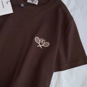 Replica Womens Clothing Chanel CC Logo Brown Cotton T Shirt SML A154PP280 AA181111
