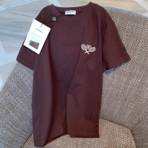 Replica Womens Clothing Chanel CC Logo Brown Cotton T Shirt SML A154PP280 AA181111