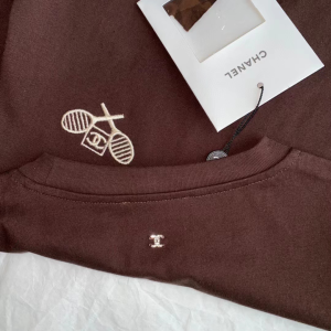 Replica Womens Clothing Chanel CC Logo Brown Cotton T Shirt SML A154PP280 AA181111