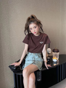 Replica Womens Clothing Chanel CC Logo Brown Cotton T Shirt SML A154PP280 AA181111