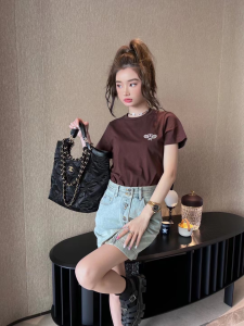 Replica Womens Clothing Chanel CC Logo Brown Cotton T Shirt SML A154PP280 AA181111