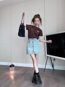 Replica Womens Clothing Chanel CC Logo Brown Cotton T Shirt SML A154PP280 AA181111