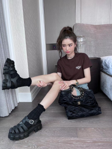 Replica Womens Clothing Chanel CC Logo Brown Cotton T Shirt SML A154PP280 AA181111