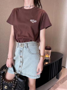 Replica Womens Clothing Chanel CC Logo Brown Cotton T Shirt SML A154PP280 AA181111