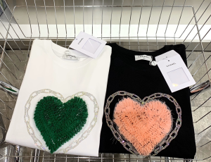 Replica Womens Clothing Chanel Heart Black Cotton T Shirt SML A228PP280 AA181148