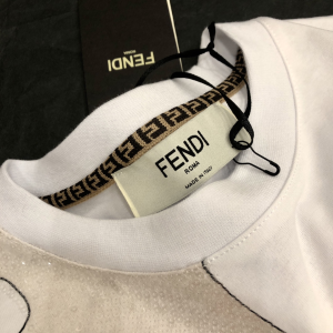 Replica Womens Clothing Fendi White Cotton T Shirt with Inlay SML A228PP380 AA181133
