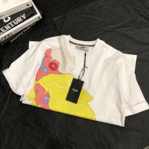 Replica Womens Clothing Fendi White Cotton T Shirt with Inlay SML A228PP380 AA181133