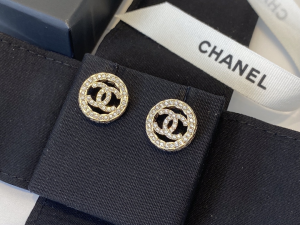 Chanel Crystals CC Round Earrings 