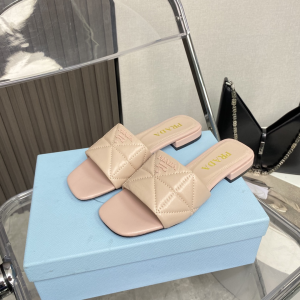 Prada Leather Slides Sandals Pink 